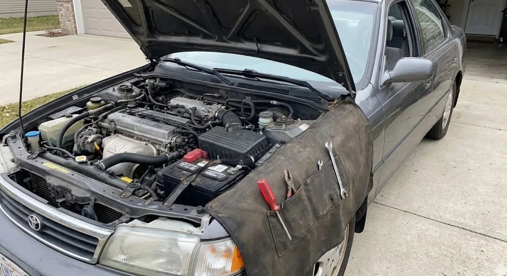 Engine work with fender cover