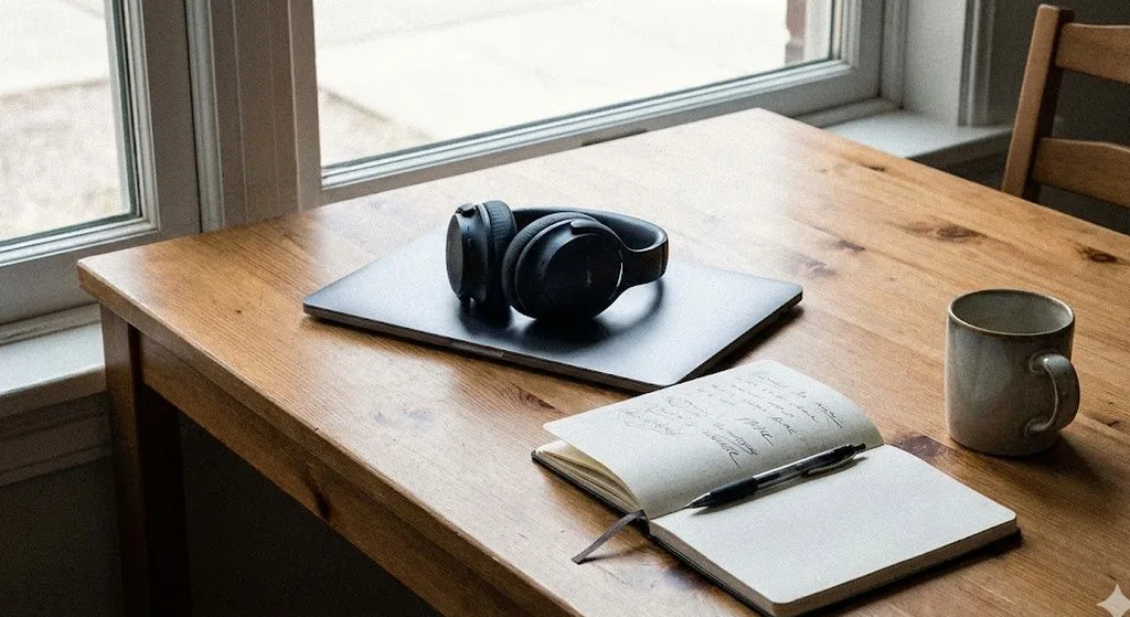 DJ headphones and laptop for planning