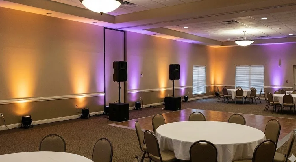 Venue with uplighting and dance floor