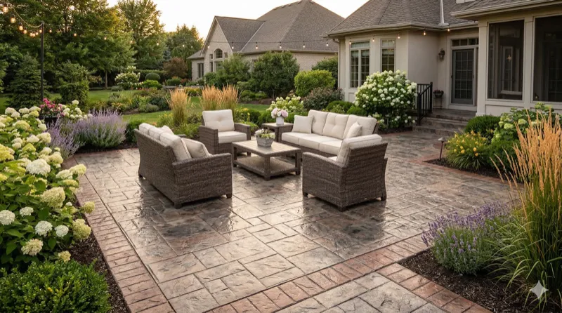Stamped concrete patio in Round Rock TX