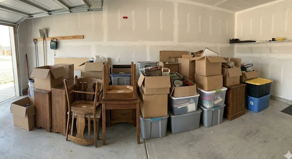 Garage packed with junk