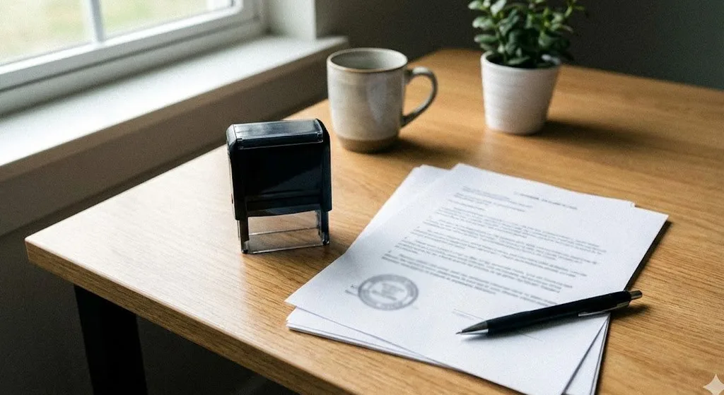 Notary stamp with signed documents