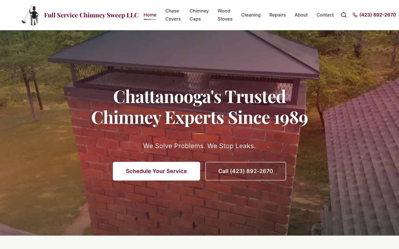 Full Service Chimney Sweep website preview