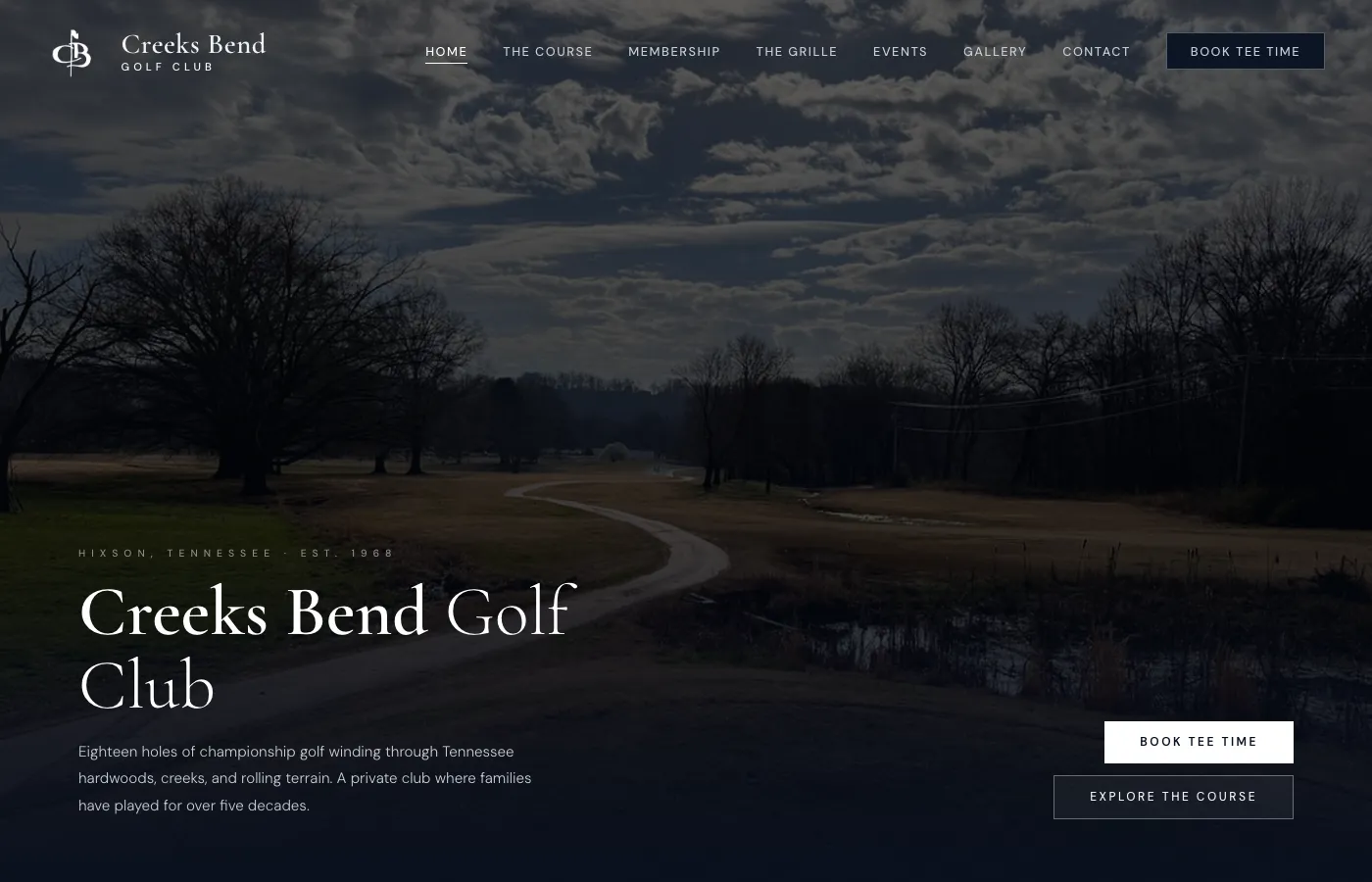 Creeks Bend Golf Club website preview