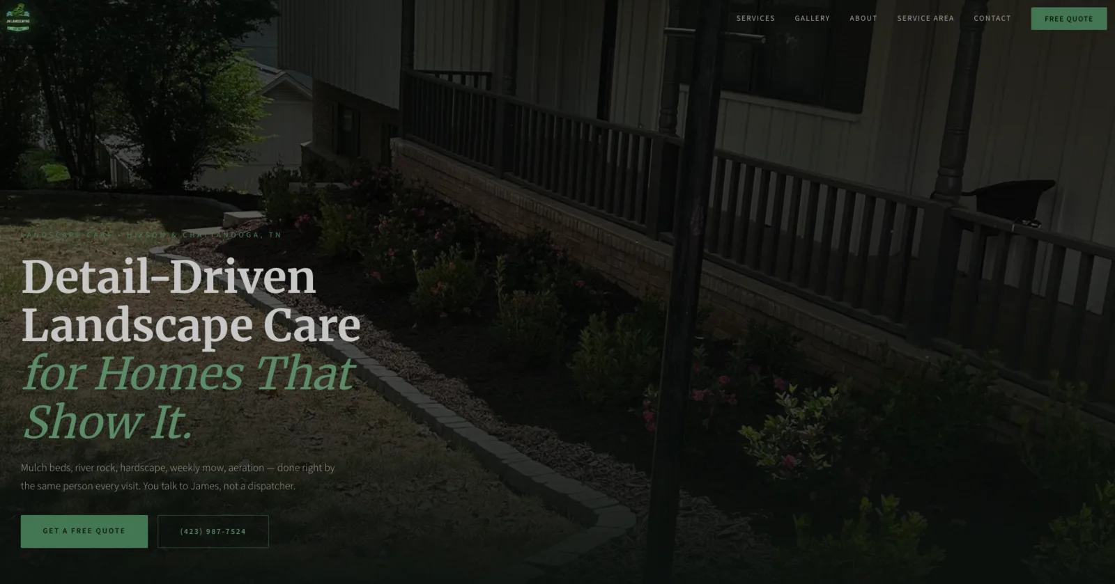 JM Landscaping website — landscaper in Hixson, TN